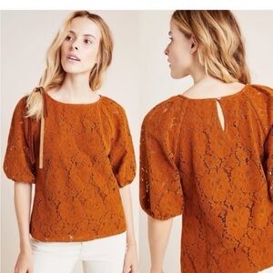 Anthropologie Dolan Floral Corduroy Lace Blouse